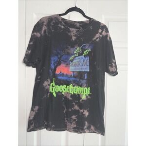 Goosebumps Horrorland Graphic Tee Mens Size M Black Tie Dye RL Stine Cotton Tee